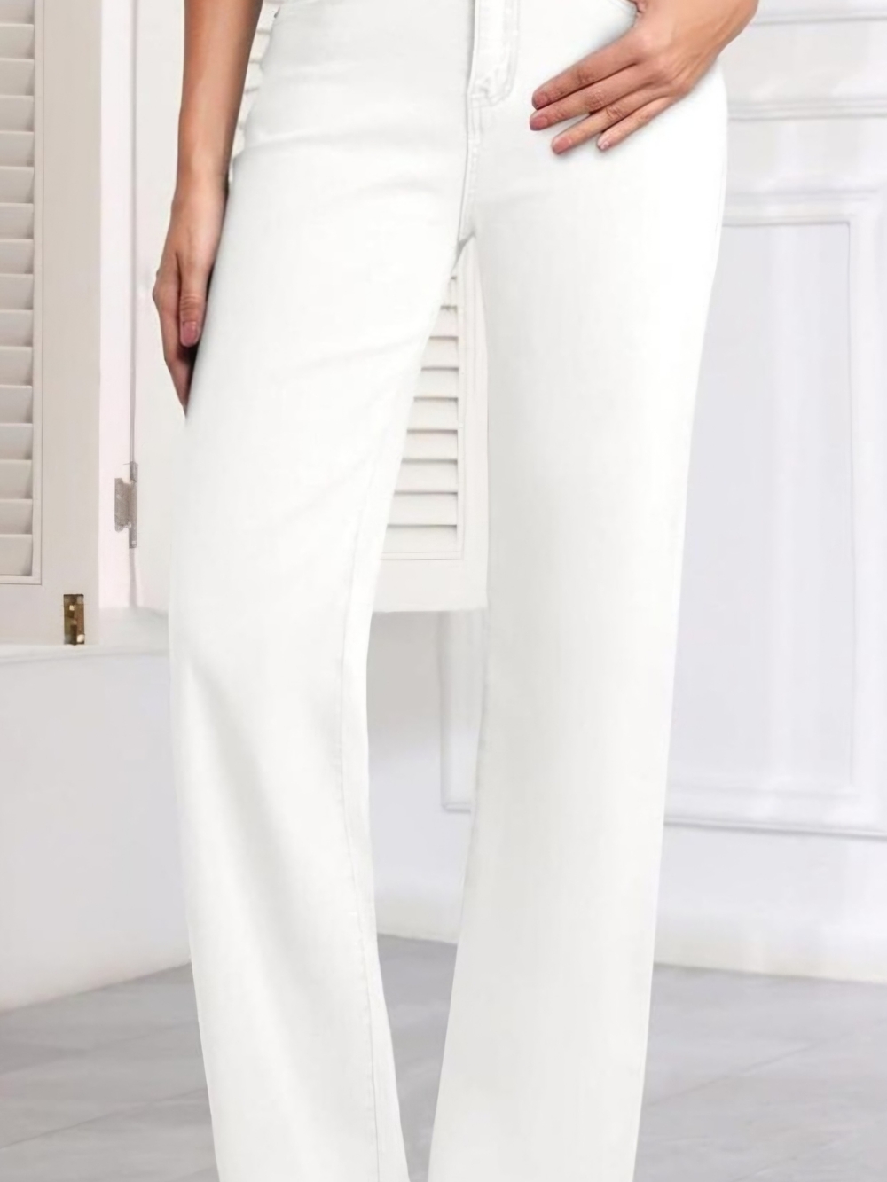 Sidefeel White High Waisted Wide Leg Denim Jeans Size 18